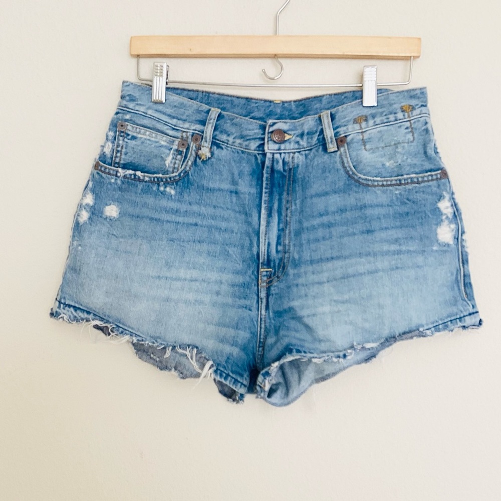 R13 Light Blue Distressed Jean Shorts - Picture 1 of 6